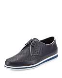 Perforated Leather Derby Shoe, Blue/White