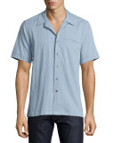 Short-Sleeve Chambray Shirt, Light Blue
