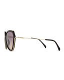 Large Aviator Sunglasses, Black
