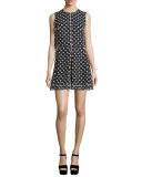 Sleeveless Polka-Dot Popover Dress, Black/White