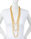 Gold-Plated Chain Triple Strand Necklace