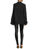 Silk Lace-Trim Camisole, Noir