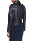 Lambskin Leather Moto Jacket 