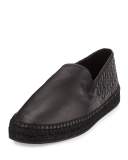 Men's Leather Intrecciato Espadrille Flat, Black