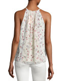 Hawn Sleeveless Floral-Print Silk Top