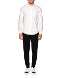 Honor Oxford Shirt w/Metallic Stripe, White Gold