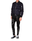 Utility Zip-Up Bomber Jacket, Navy Blue