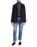 Wool-Blend Pea Coat, Coastal Blue