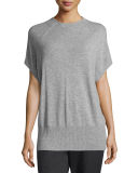 High-Neck Short-Sleeve Cashmere Pullover