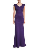Cap-Sleeve Bandage Jersey Gown