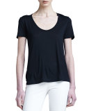 Short-Sleeve Classic Scoop-Neck Tee, Black