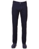 Flat-Front Trousers with Croc Trim, Navy