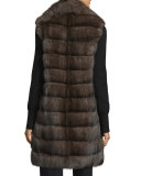 Horizontal-Fur Long Vest, Natural