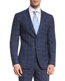 Gregory Melange Windowpane Two-Piece Suit, Navy