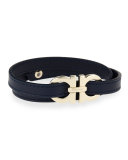 Men's Gancini Leather Wrap Bracelet, Navy
