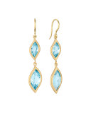 18K Yellow Gold & Blue Topaz Leaf Double-Drop Earrings
