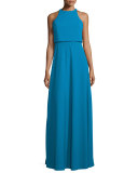 Sleeveless Popover A-line Gown, Pacific  