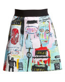 Riley Graffiti-Print A-Line Miniskirt