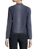 Reptile-Knit Zip-Front Jacket, Gray/Multi