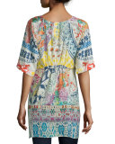 Butterfly Half-Sleeve Printed Tunic, Multi Colors