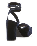 Boom Velvet Ankle-Wrap Sandal, Midnight