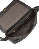 Cynnie Crocodile-Embossed Shoulder Bag, Black