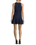 Adisa Sleeveless Lace Fit & Flare Dress, Navy Blue