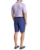 Linen-Blend Short-Sleeve Polo Shirt, Light Purple
