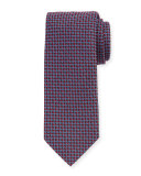 Diamond Neat Silk-Wool Tie, Burgundy