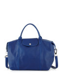 Le Pliage Cuir Medium Tote Bag, Blue