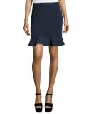 William Circle Ponte Flounce Skirt, Deep Navy