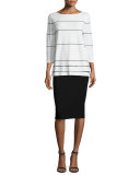 Punto Milano Long Pencil Skirt, Black, Plus Size