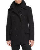 Wool-Blend Pea Coat, Black