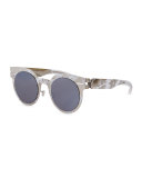 Transfer Rounded Square Sunglasses, White/Brown