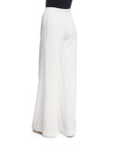 Wide-Leg Pleated Trousers, Off White