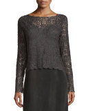 Brushed Lace Long-Sleeve Top, Plus Size 