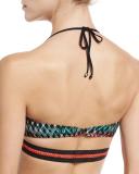 Stitch-Trim Bandeau Swim Top, Black