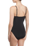 Ruched One-Piece Swimsuit, Black