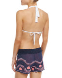 Embroidered Beach Shorts, Dusty Navy