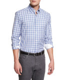 Plaid Long-Sleeve Sport Shirt, Blue