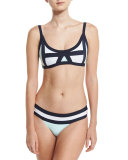 Colorblock Corset Swim Top, Aquamarine
