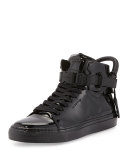100mm Patent Leather High-Top Sneaker
