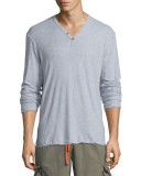 Melange Jersey Henley T-Shirt, Light Blue
