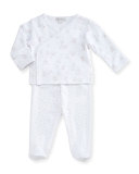Toy Box Printed Footed Pajama Set, Beige/White, Size Newborn-6 Months