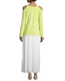 Long Pleated Skirt, White