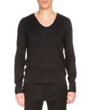 Long-Sleeve V-Neck T-Shirt, Black