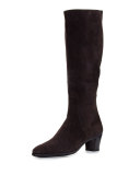 Suede Side-Zip Knee Boot, Gray