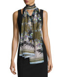 Ultra Paradise Flower Scarf, Blue/Green