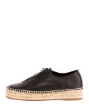 Devon Zip-Front Espadrille Flat, Black