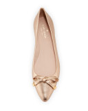 emma leather bow ballerina flat, rose gold